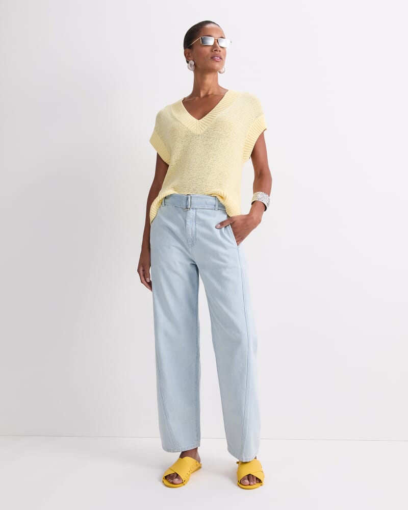 Josie Tape Yarn V-Neck Tank in LEMON