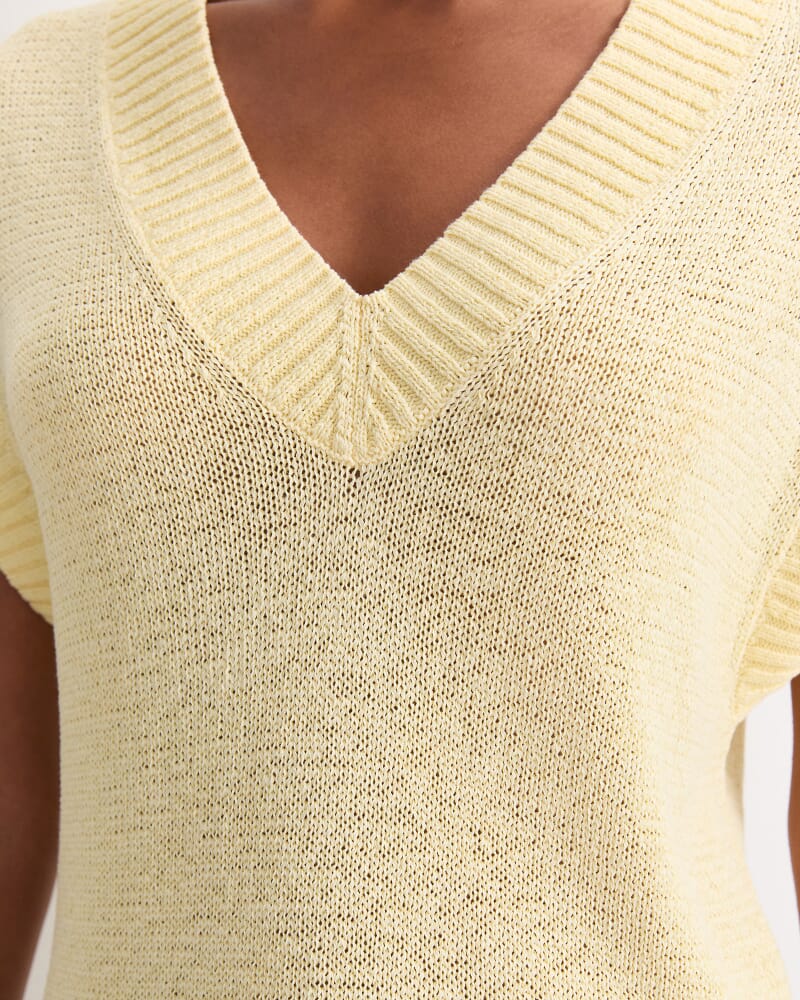 Josie Tape Yarn V-Neck Tank in LEMON