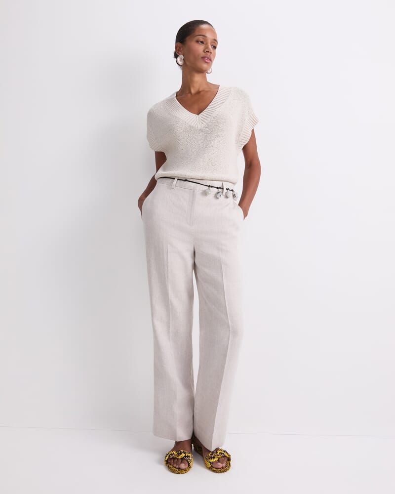 Josie Tape Yarn V-Neck Tank in STRING