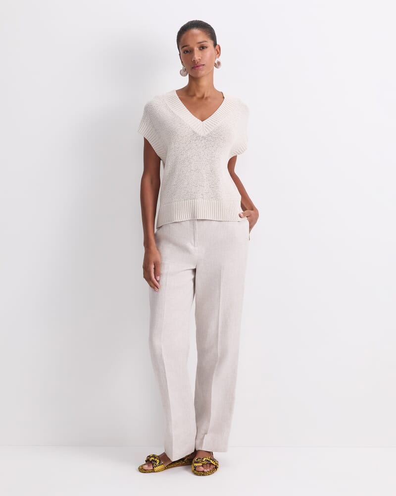 Josie Tape Yarn V-Neck Tank in STRING