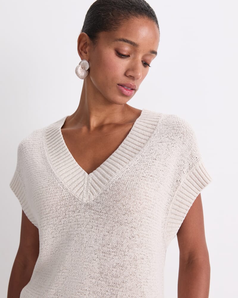 Josie Tape Yarn V-Neck Tank in STRING