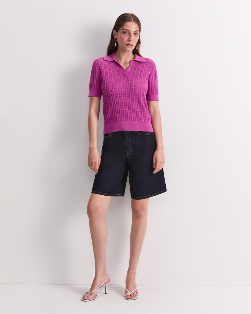 Elka Pointelle Polo Knit in SHERBET
