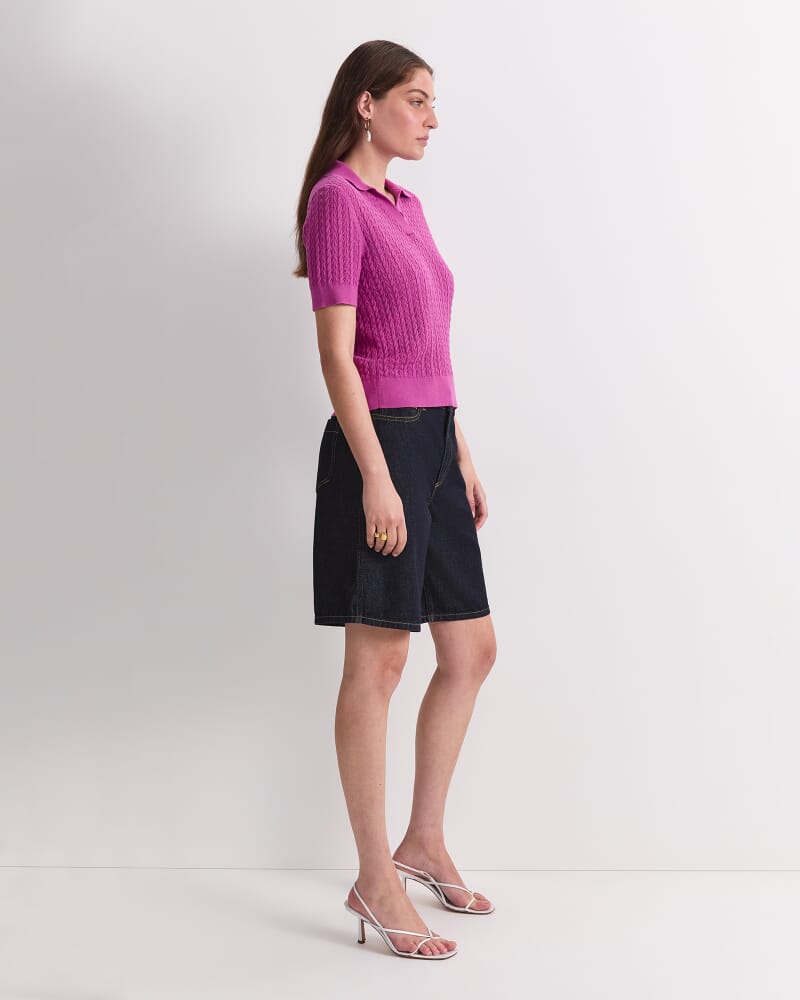 Elka Pointelle Polo Knit in SHERBET