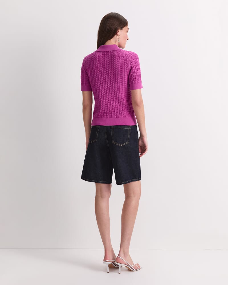 Elka Pointelle Polo Knit in SHERBET