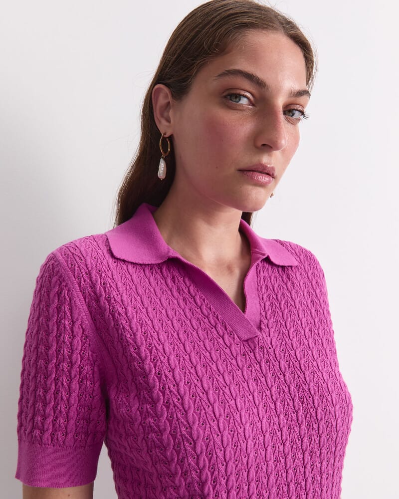 Elka Pointelle Polo Knit in SHERBET