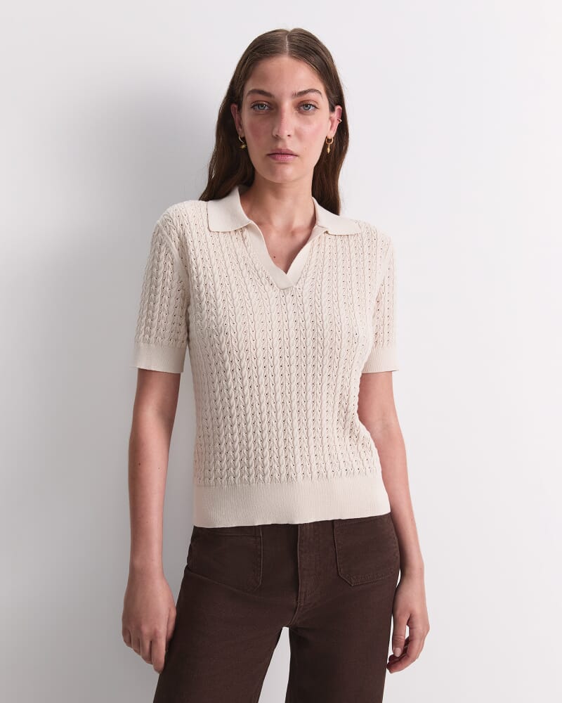 Elka Pointelle Polo Knit