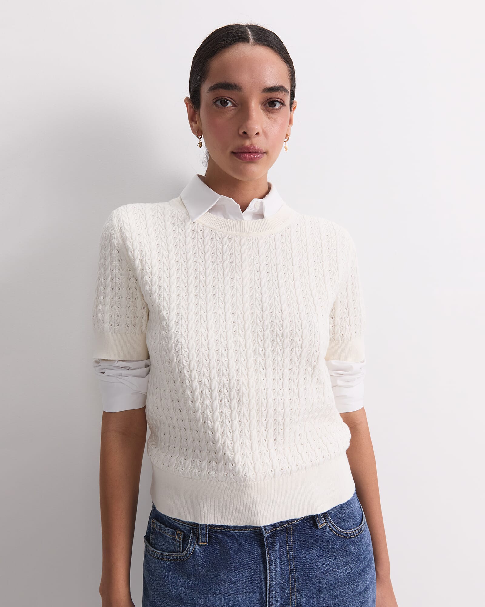 Elka Pointelle Crew Knit