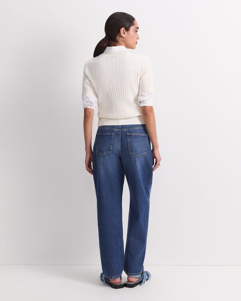 Elka Pointelle Crew Knit in OFF WHITE