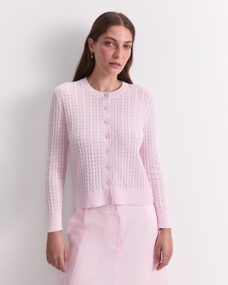 Elka Pointelle Cardigan in BLUSH