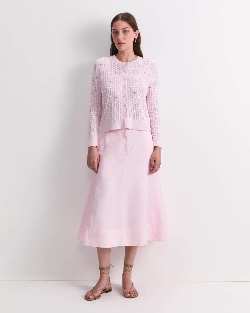 Elka Pointelle Cardigan in BLUSH