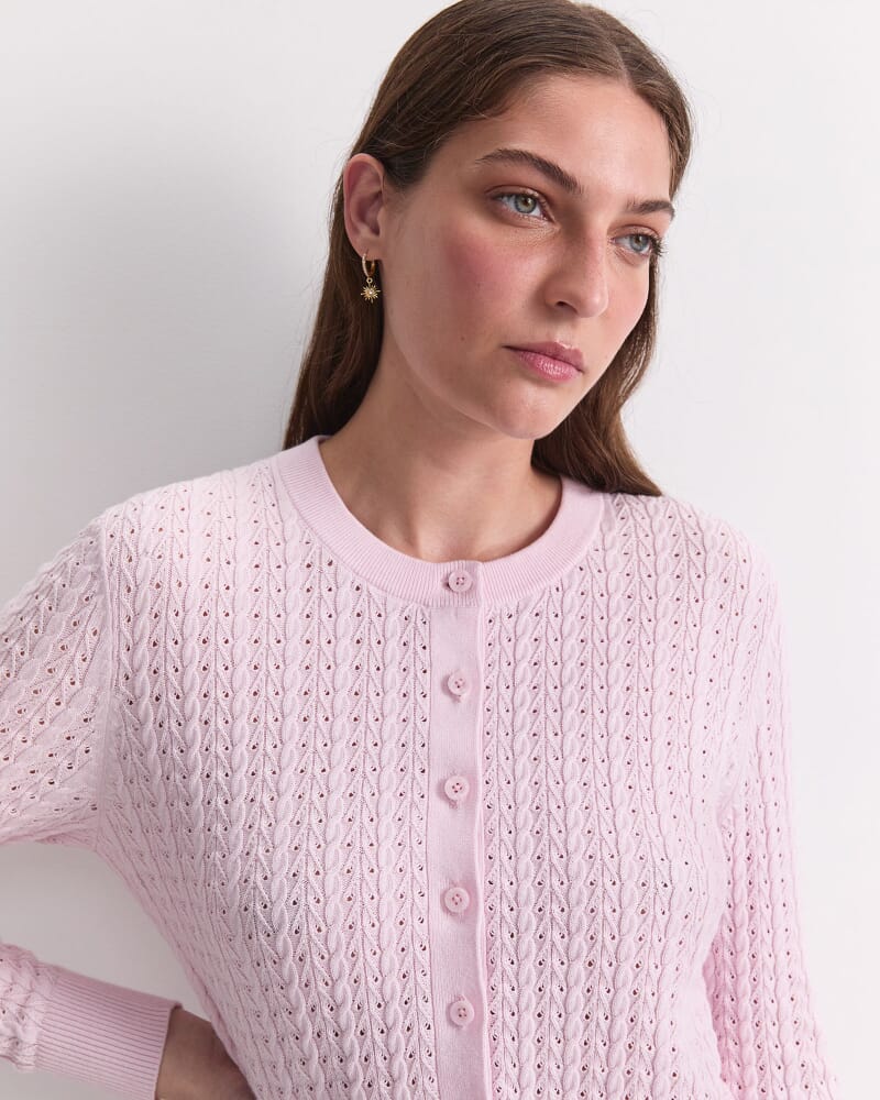 Elka Pointelle Cardigan in BLUSH