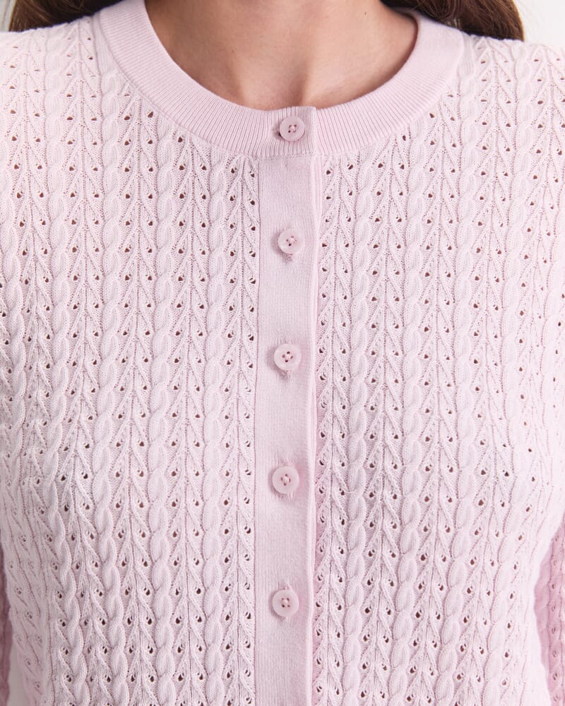 Elka Pointelle Cardigan in BLUSH