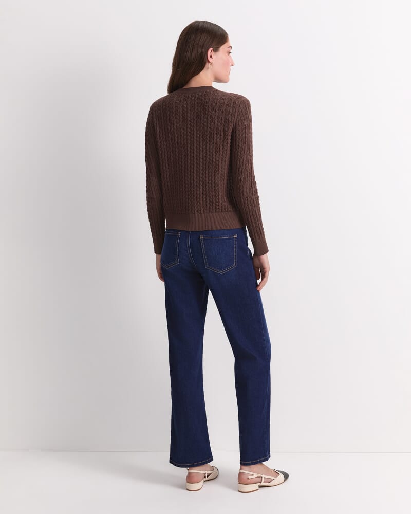 Elka Pointelle Cardigan in CHOCOLATE