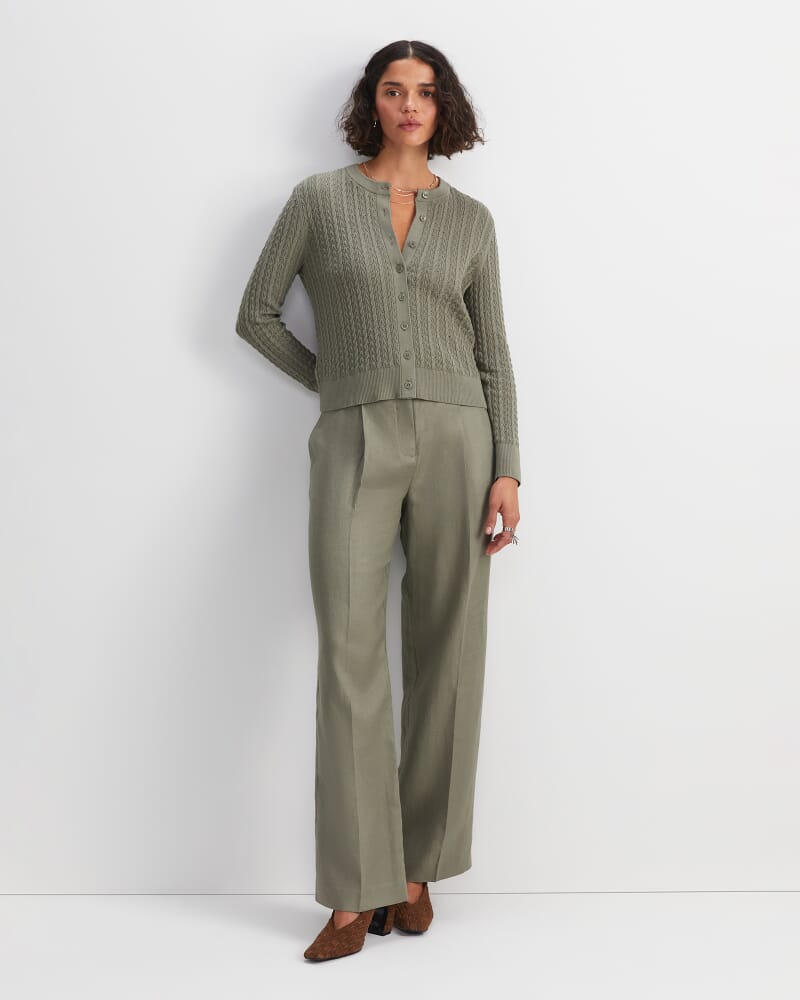 Elka Pointelle Cardigan in KHAKI