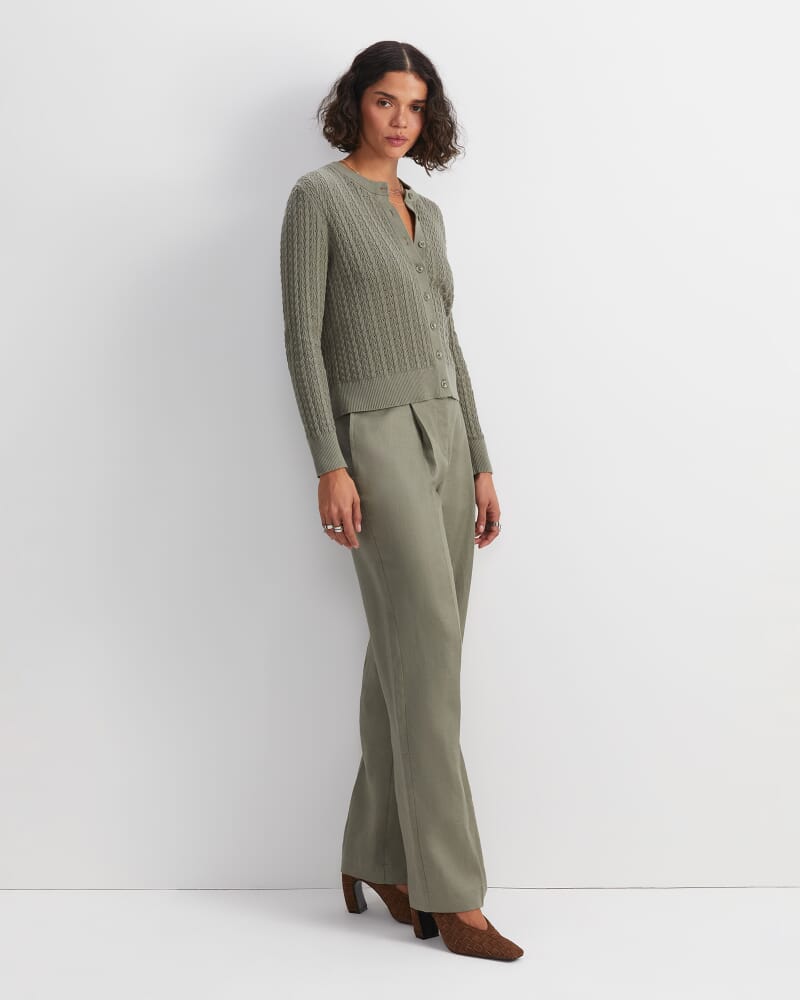 Elka Pointelle Cardigan in KHAKI