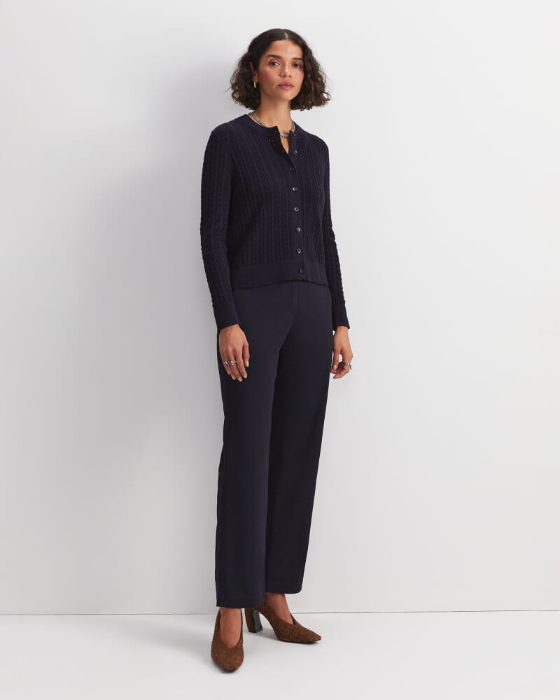 Elka Pointelle Cardigan in NAVY