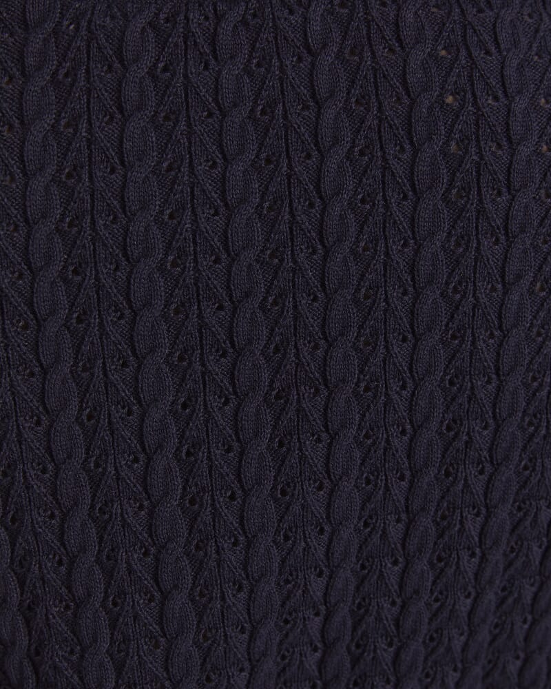 Elka Pointelle Cardigan in NAVY