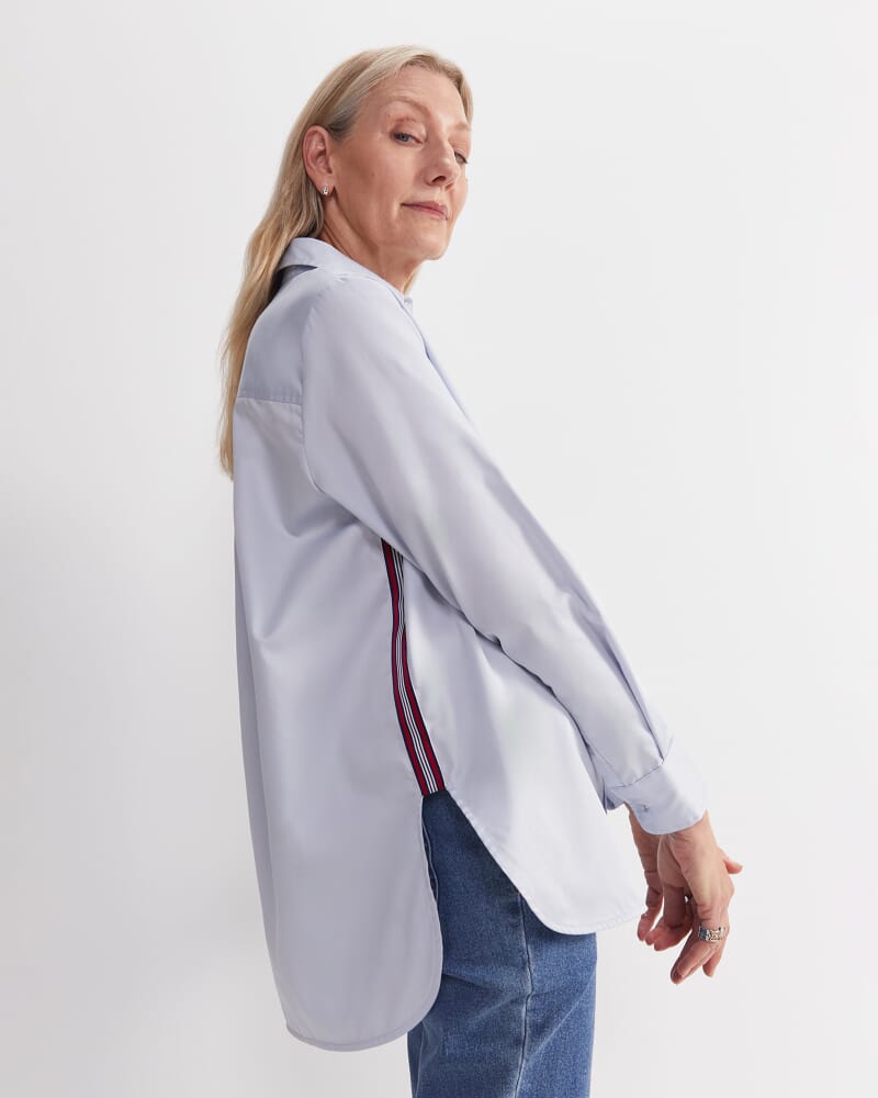 Hallie Stripe Trim Shirt in BREEZE