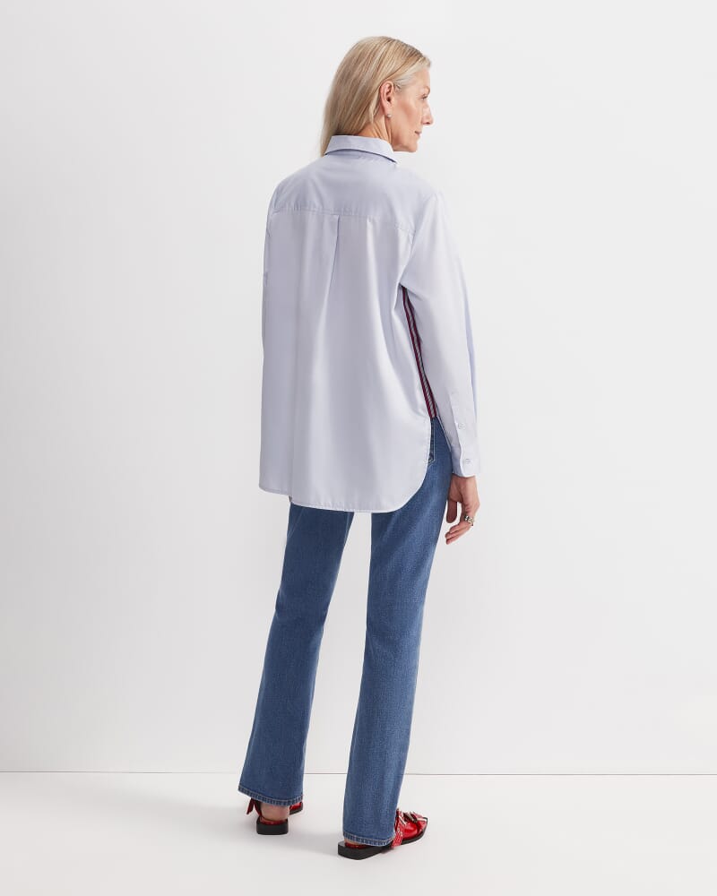 Hallie Stripe Trim Shirt in BREEZE