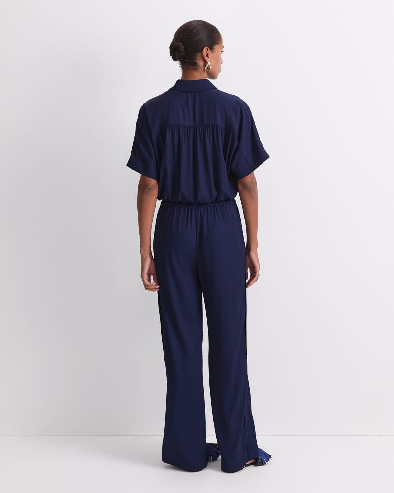 Meryem Tie Front Blouse in NAVY