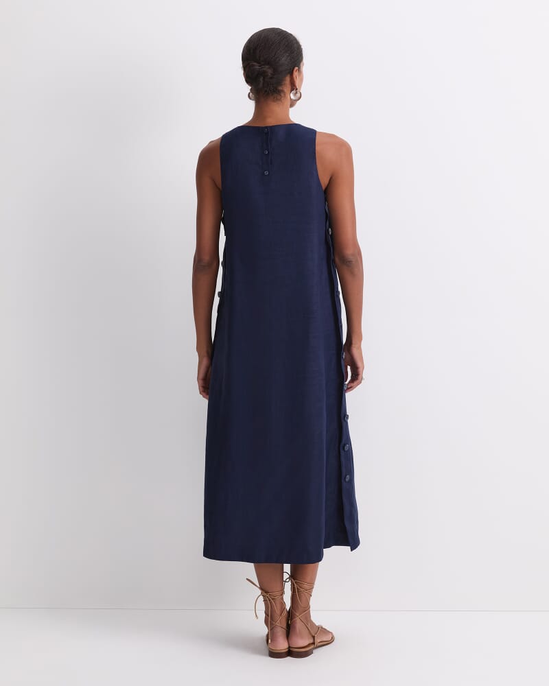 Kamilla Linen Tunic Dress in NAVY