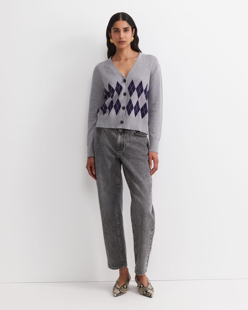 Lorri Argyle Cotton Cardigan in GREY/MULTI