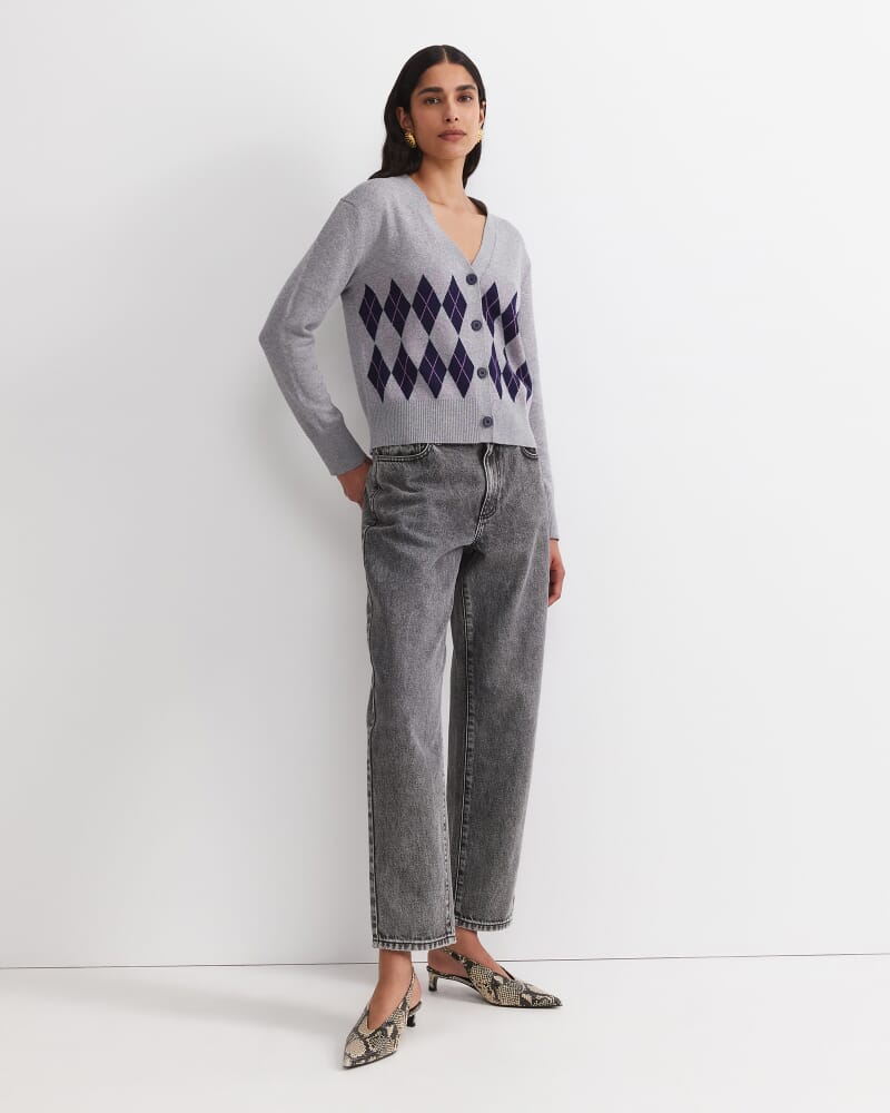 Lorri Argyle Cotton Cardigan in GREY/MULTI