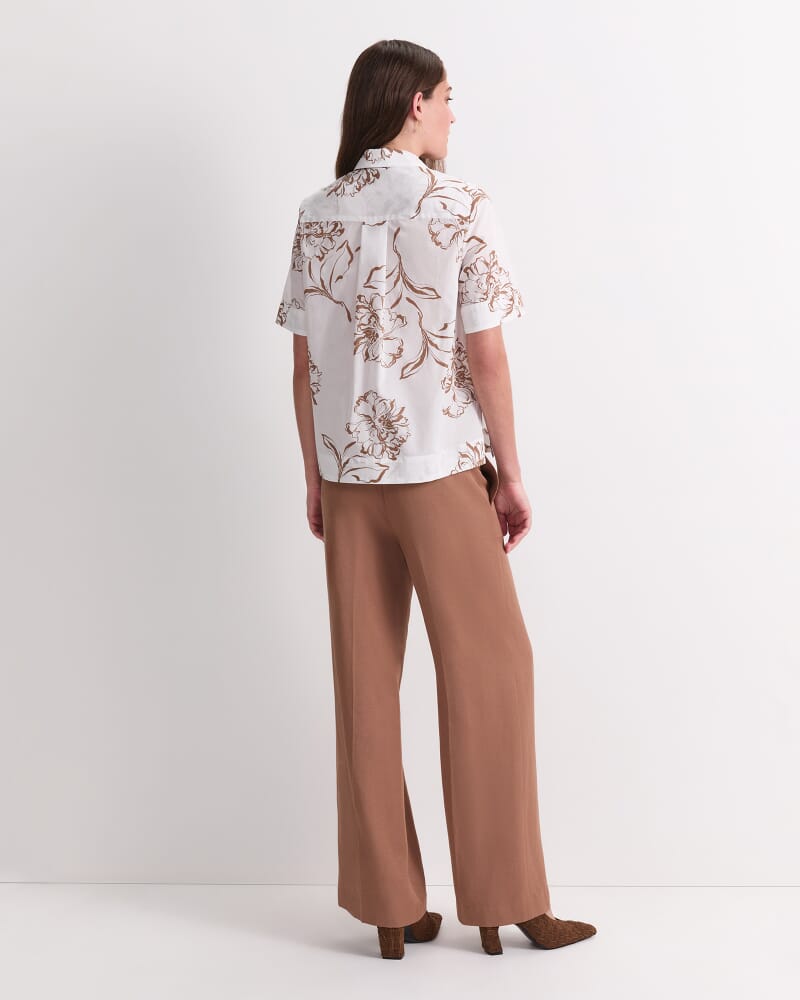 Franka Short Sleeve Lily Voile Shirt in MOCHA/WHITE