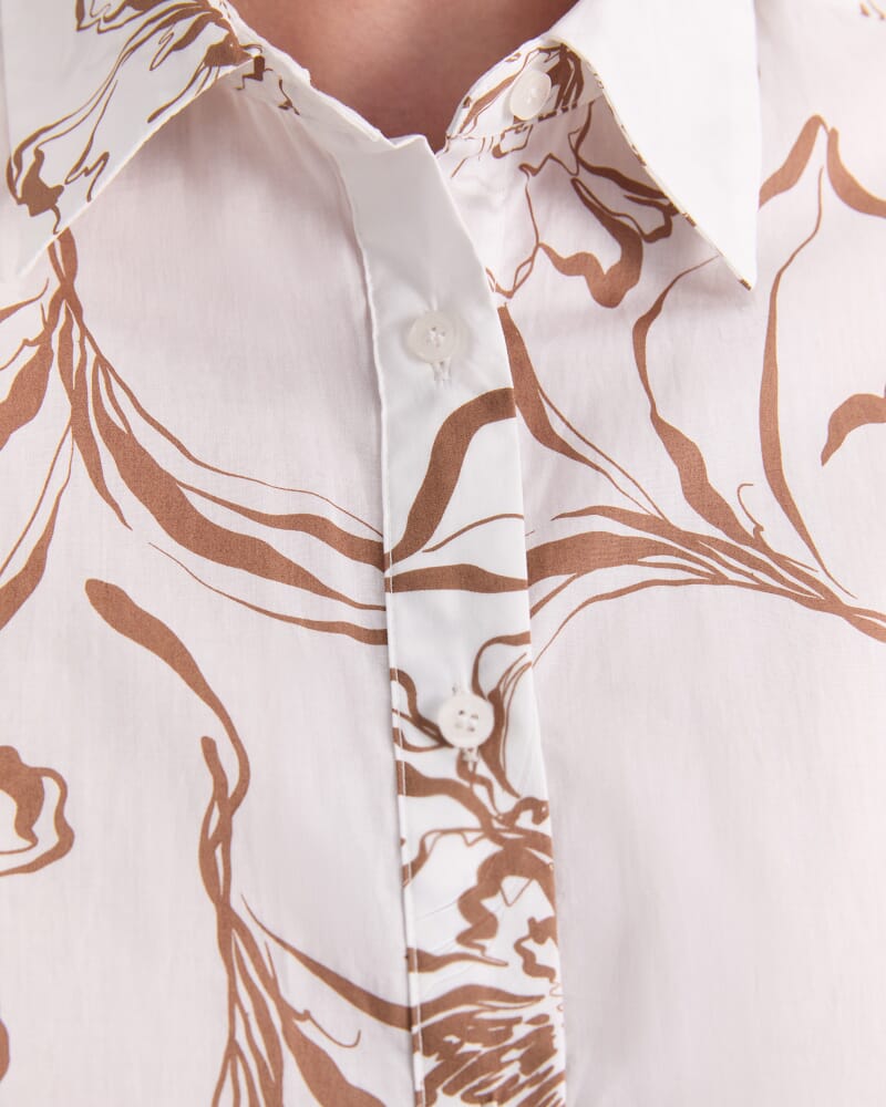Franka Short Sleeve Lily Voile Shirt in MOCHA/WHITE