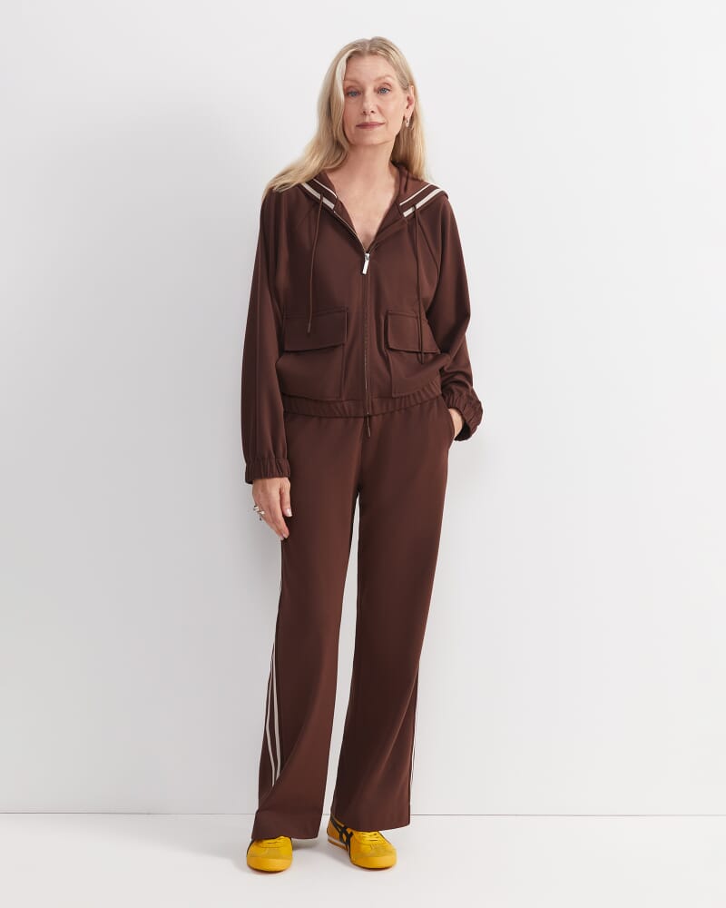 Misha Hooded Track Jacket in CHOCOLATE