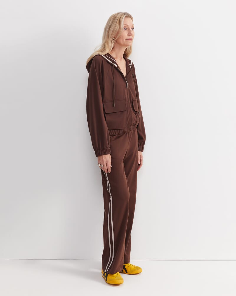 Misha Hooded Track Jacket in CHOCOLATE