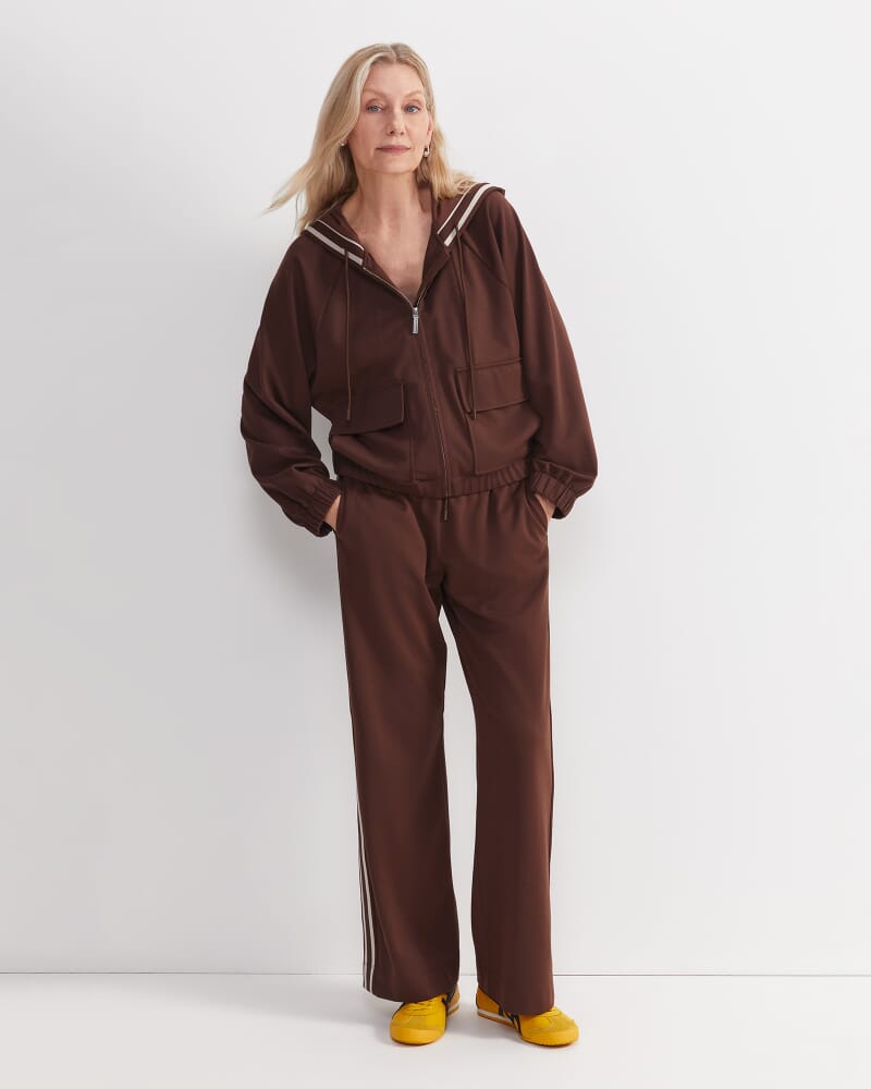 Misha Hooded Track Jacket in CHOCOLATE