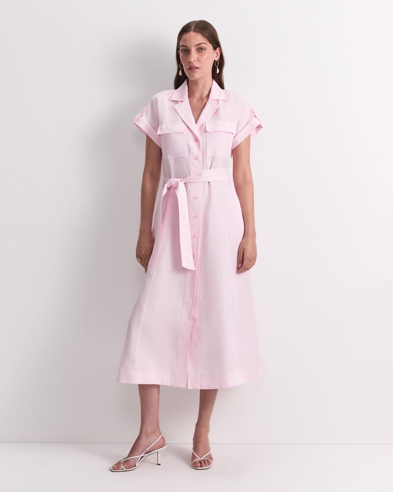 Vallerina Soft Shirt Midi Dress in BLUSH