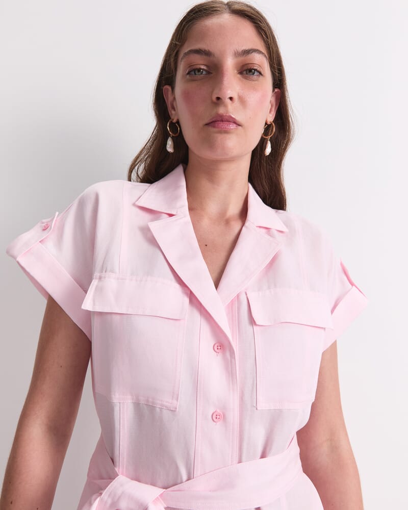 Vallerina Soft Shirt Midi Dress in BLUSH