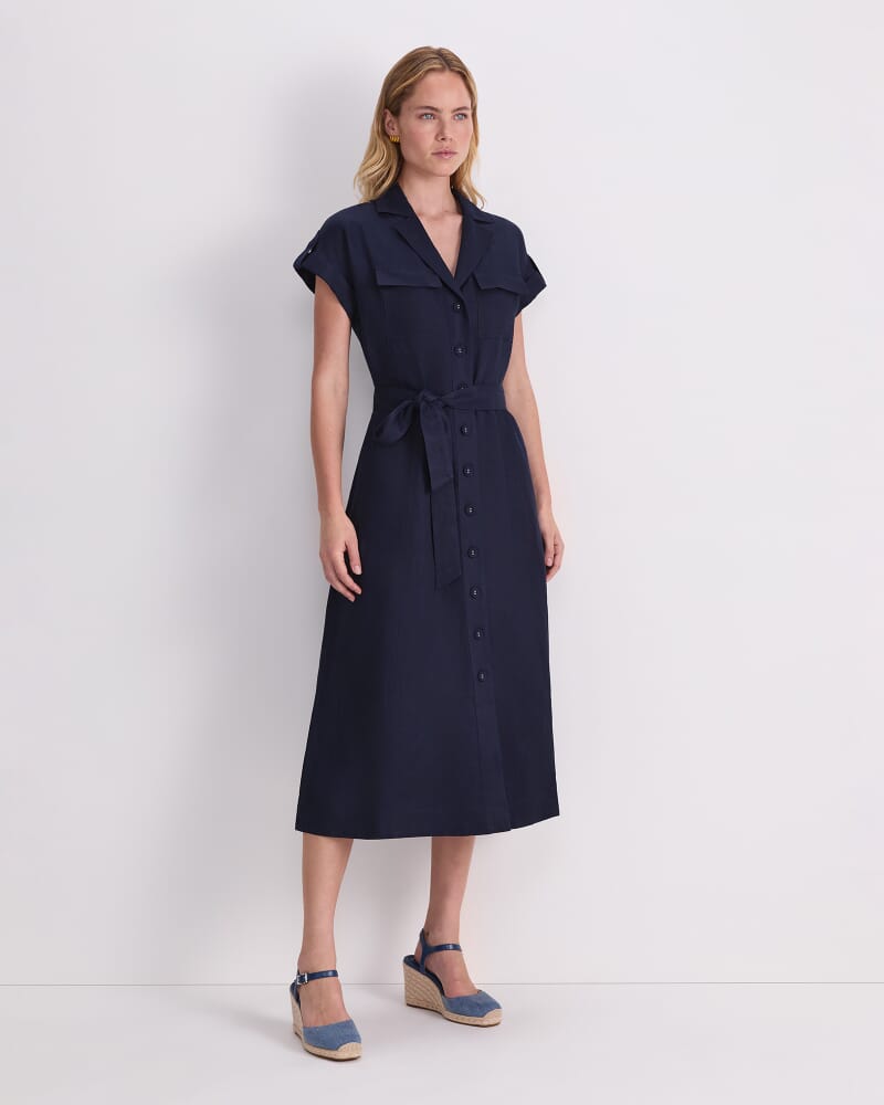 Vallerina Soft Shirt Dress in NAVY