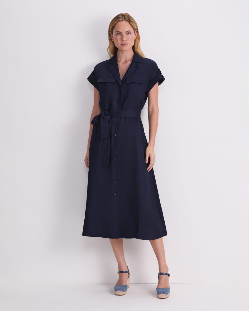 Vallerina Soft Shirt Dress in NAVY