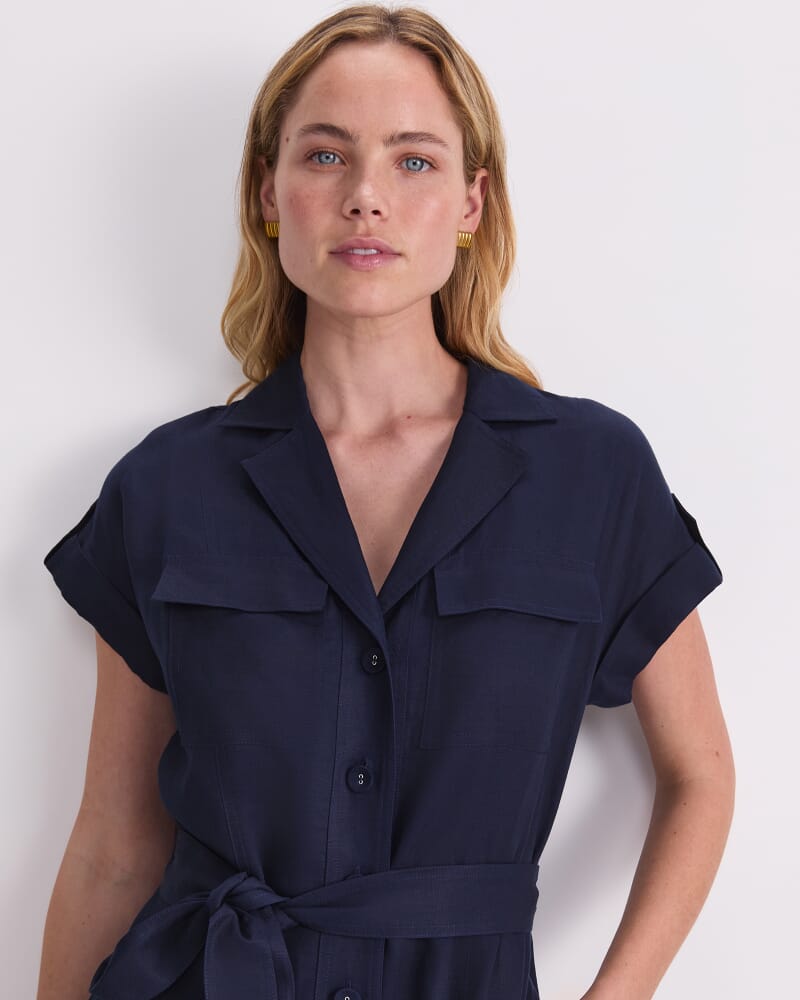 Vallerina Soft Shirt Dress in NAVY