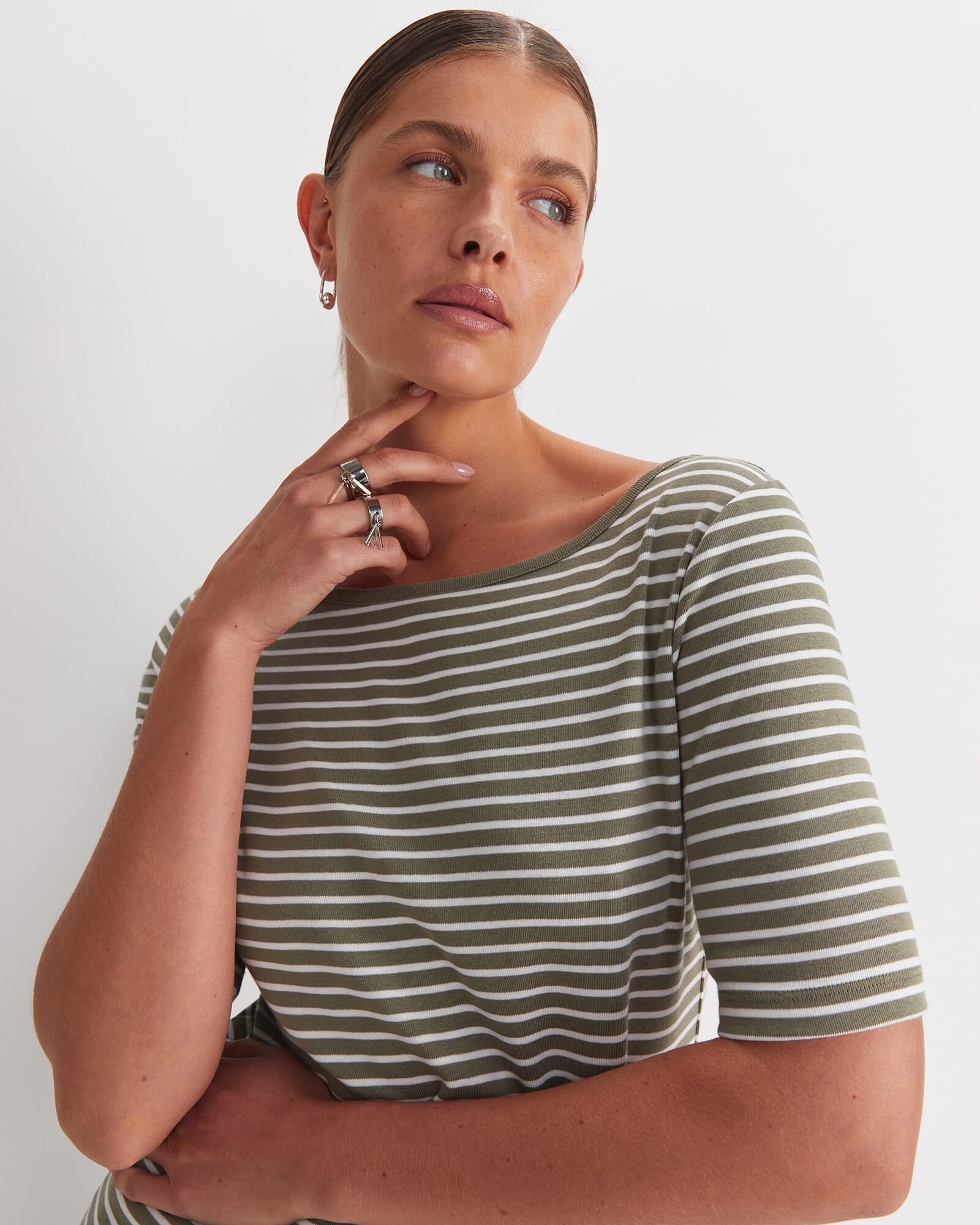Heidi Boat Neck Half Sleeve Tee