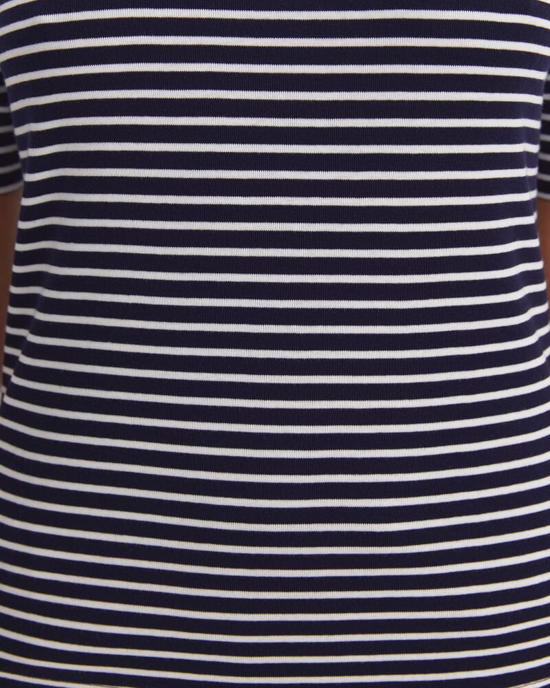 Heidi Boat Neck Half Sleeve Tee in NAVY/WHITE