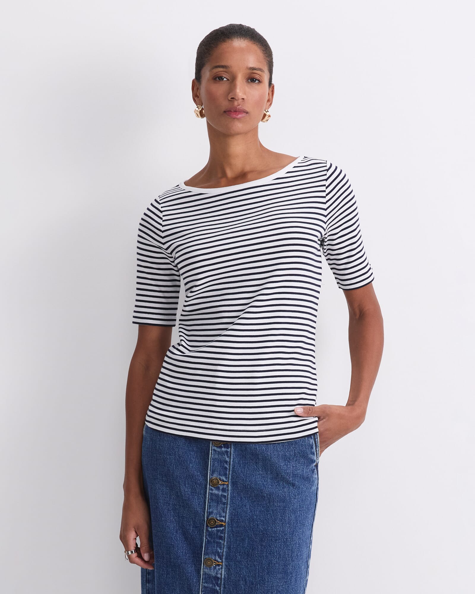 Heidi Boat Neck Half Sleeve Tee