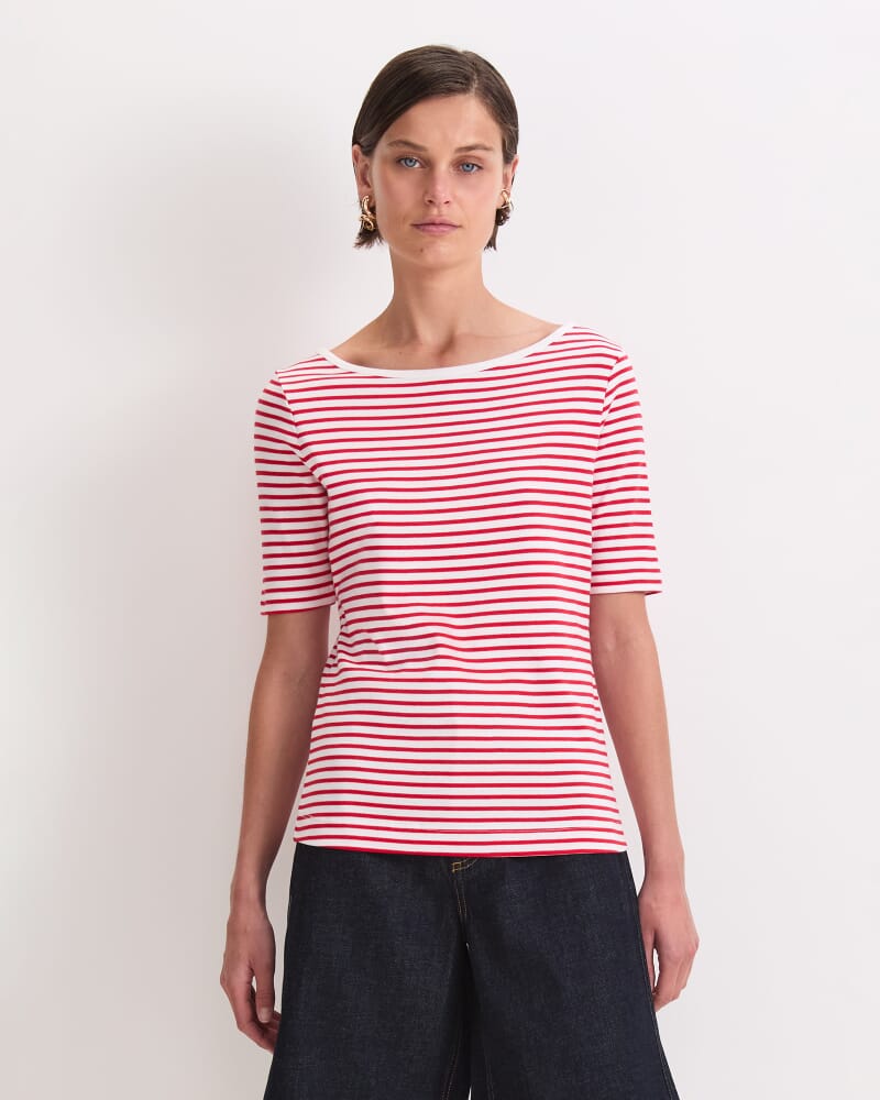 Heidi Boat Neck Half Sleeve Tee