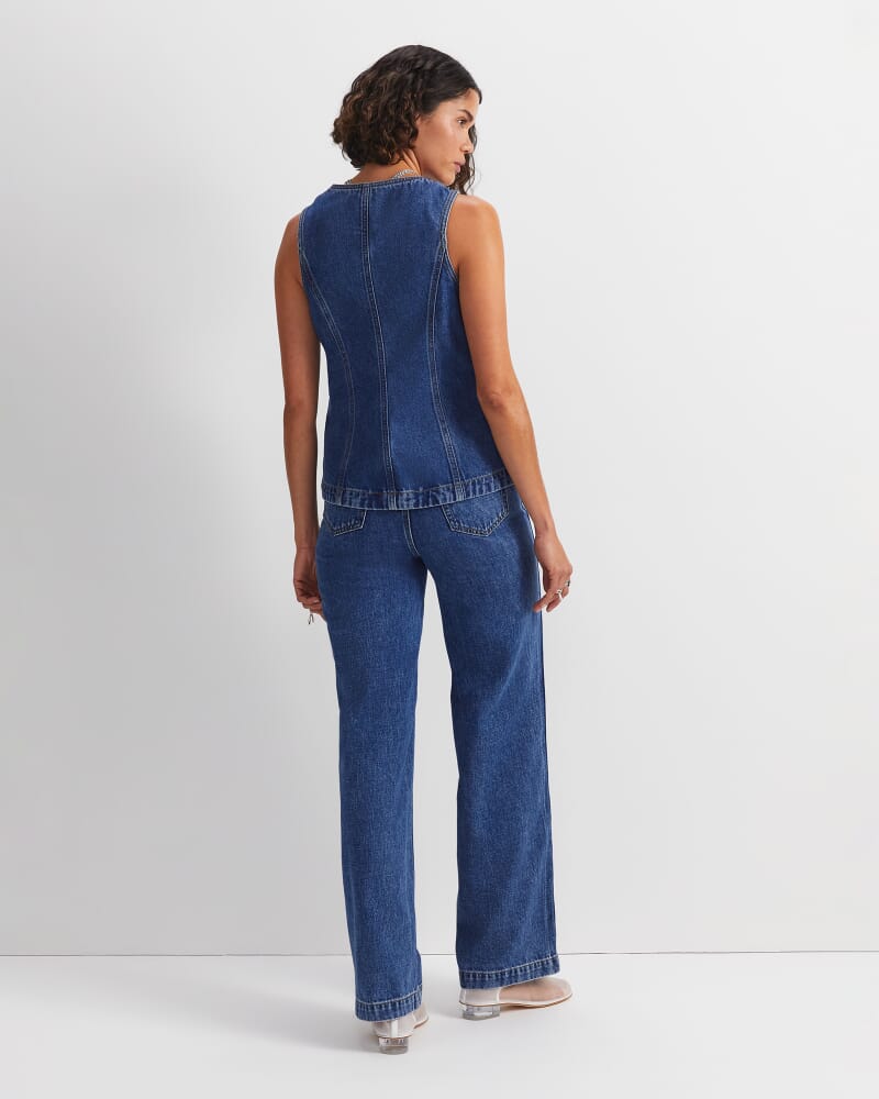 Allegra Denim Vest in MID WASH