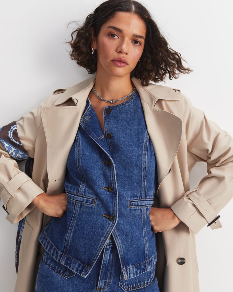 Allegra Denim Vest in MID WASH