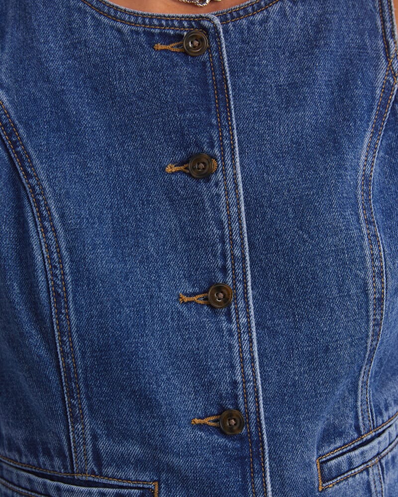 Allegra Denim Vest in MID WASH