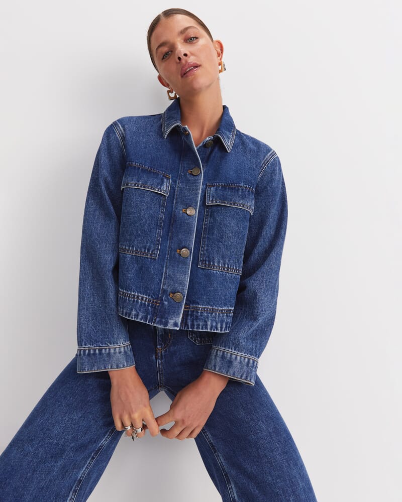 Allegra Denim Jacket in MID WASH