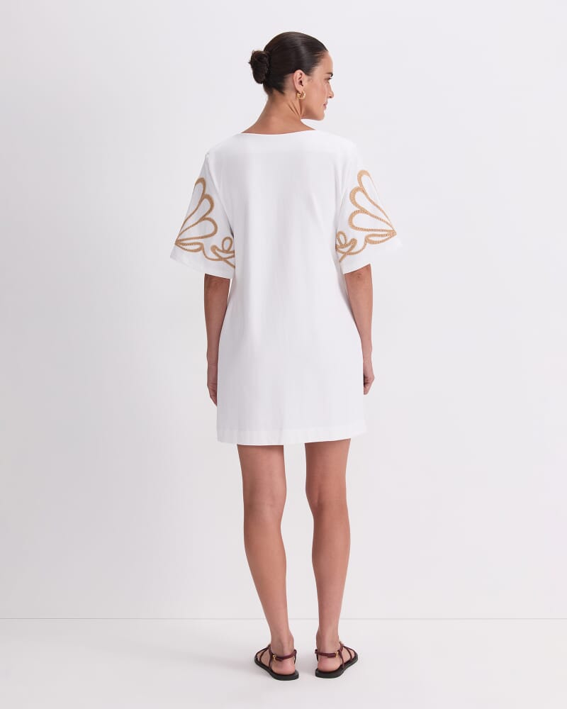 Eliza Embroidery Mini Dress in WHITE