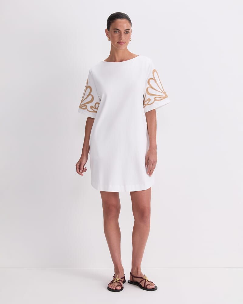 Eliza Embroidery Mini Dress in WHITE