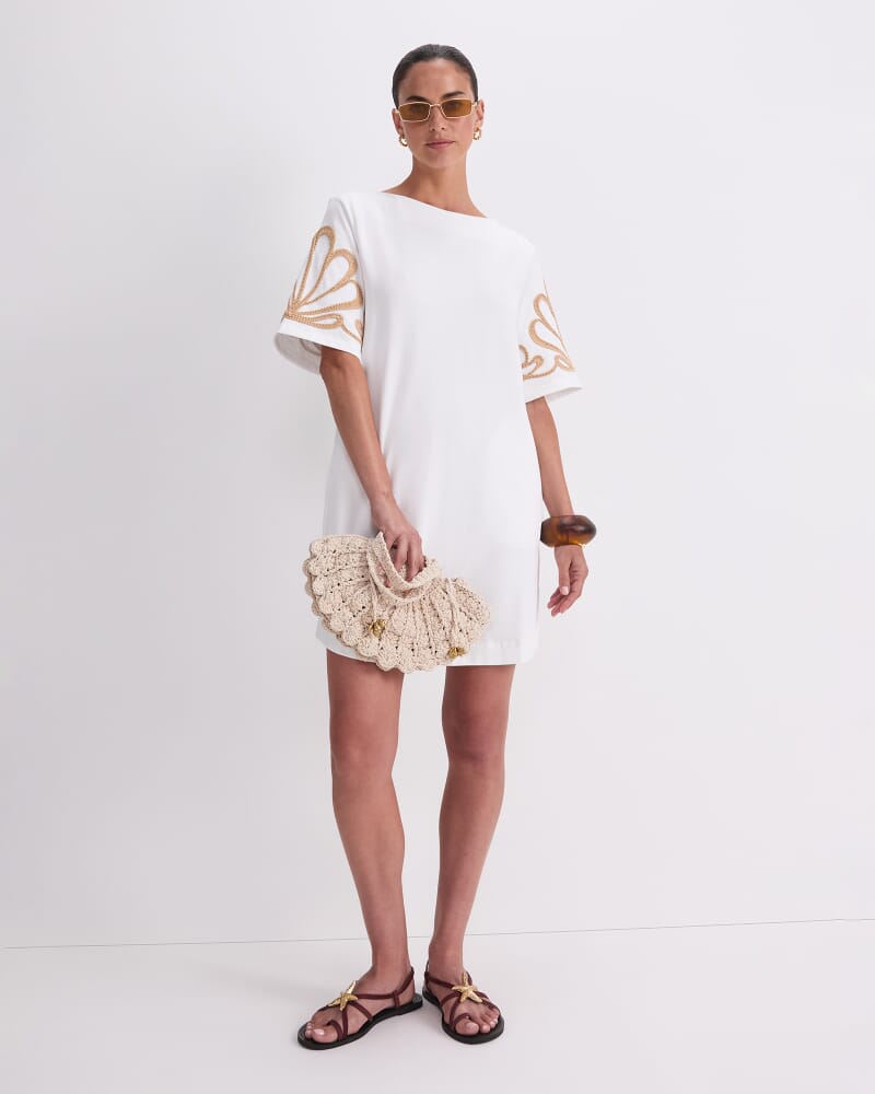 Eliza Embroidery Mini Dress in WHITE