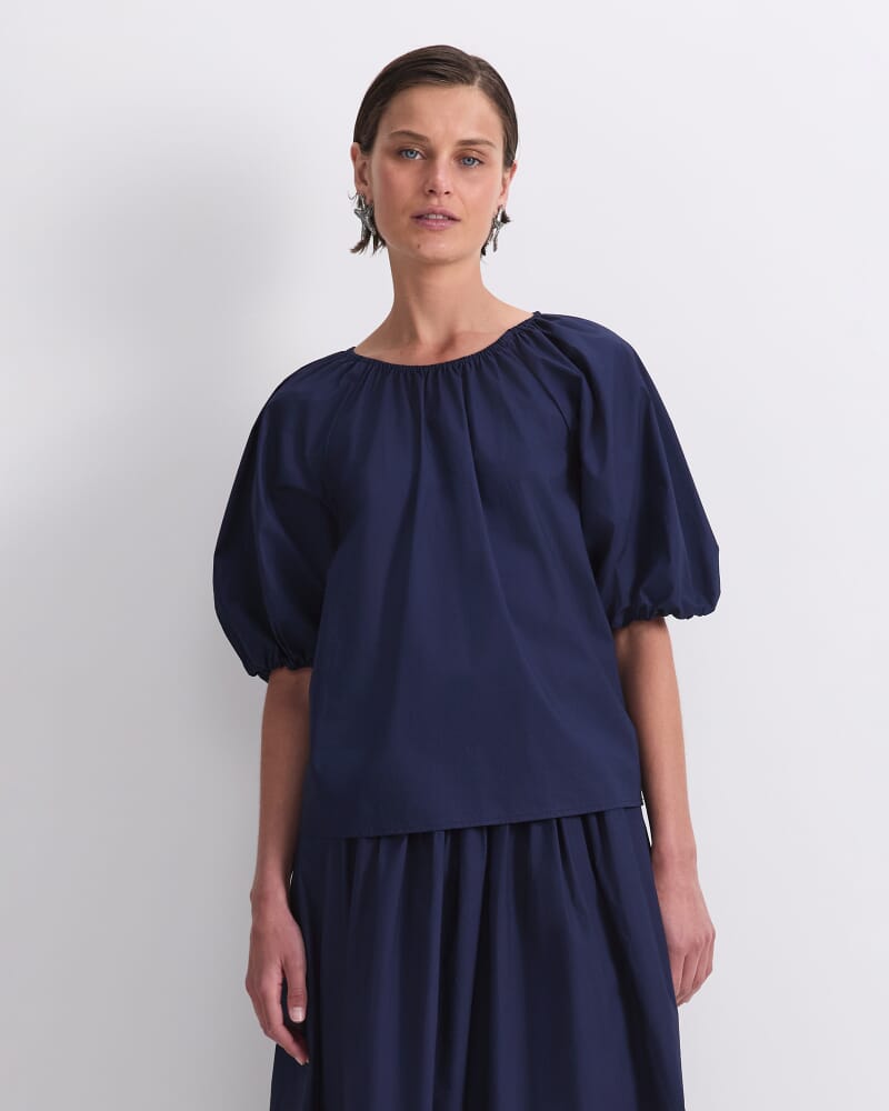 Nila Tie Half Sleeve blouse in NAVY