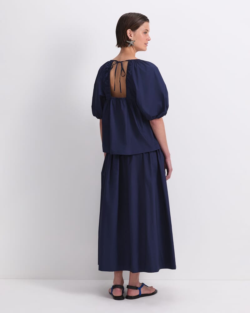 Nila Tie Half Sleeve blouse in NAVY